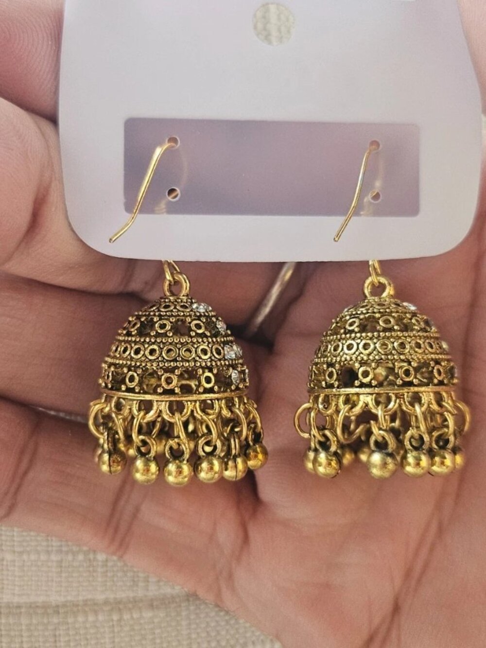 Women Earrings Gold Tone Fashion Jewelry Chandelier Jhumka Earrrings New defect - Picture 10 of 12